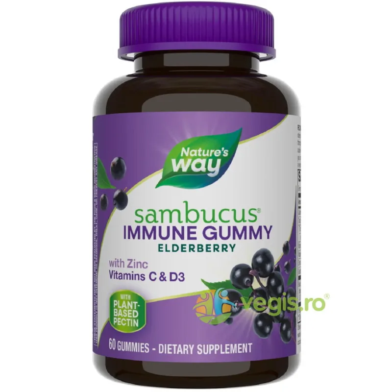 Sambucus Elderberry (Fructe de Soc Negru) 60 jeleuri Secom, Nature's Way — preț și oferte