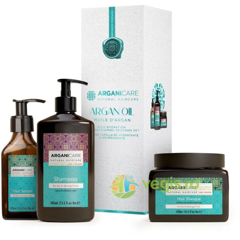 Set Trio pentru Hidratare Intensa si Hranirea Parului cu Ulei de Argan 400ml + 500ml + 100ml ARGANICARE — preț și oferte