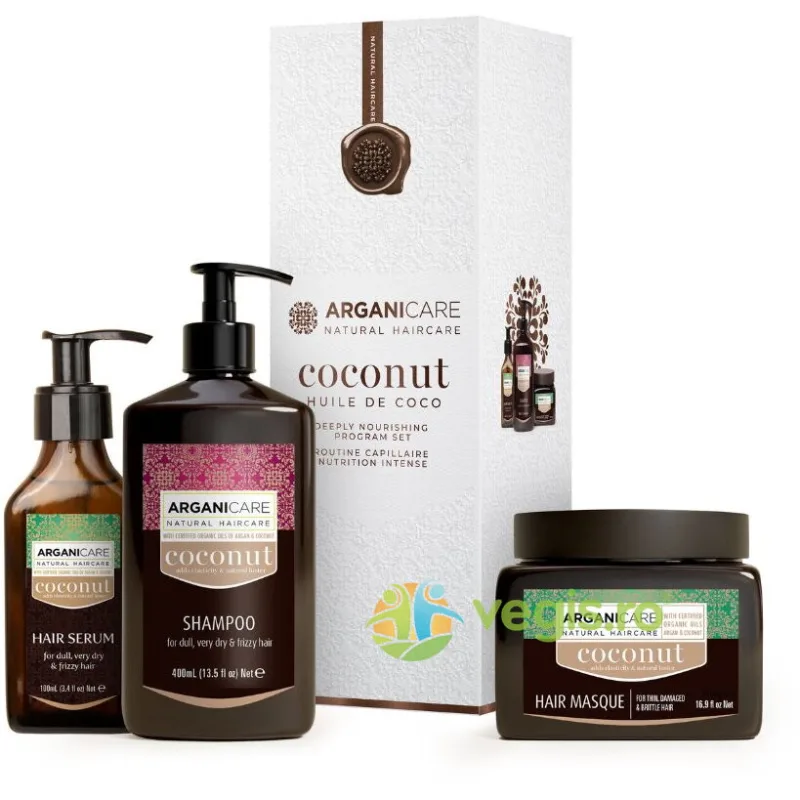 Set Trio pentru Hranirea Intensa a Parului cu Ulei de Cocos 400ml+500ml+100ml ARGANICARE — preț și oferte