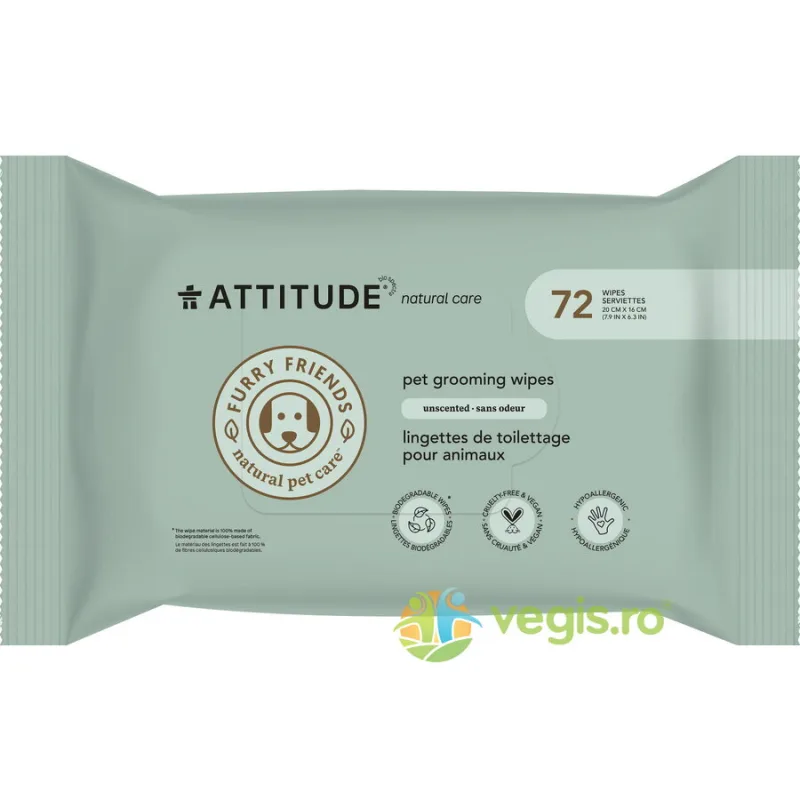 Servetele Umede 100% naturale pentru Animale 72buc ATTITUDE — preț și oferte