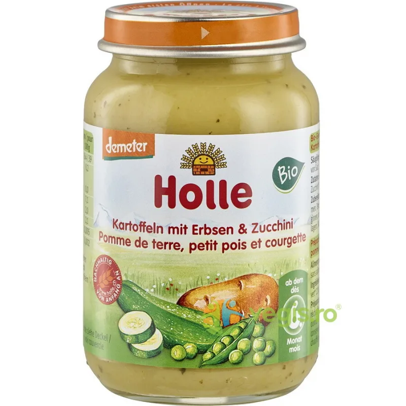 Piure din Mazare si Dovlecei pentru Copii +6 Luni fara Gluten Ecologic/Bio 190g HOLLE — preț și oferte