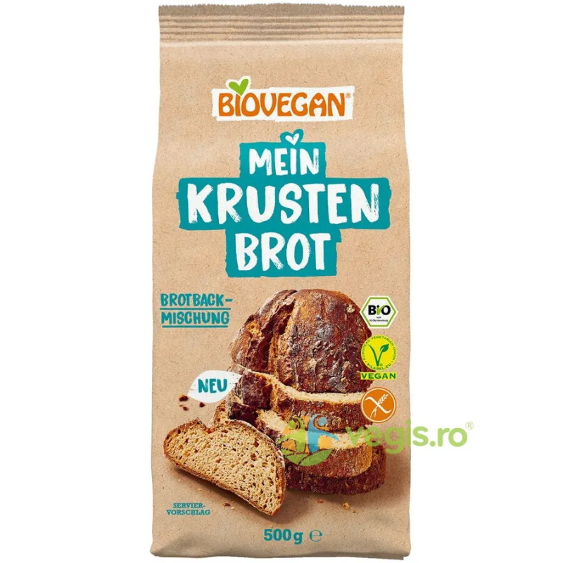 Mix de Faina pentru Paine cu Crusta fara Gluten Ecologic/Bio 500g Biovegan — preț și oferte