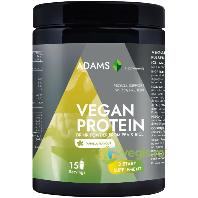 Proteina Vegana cu Aroma de Vanilie 454g ADAMS VISION — preț și oferte