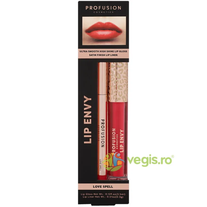 Set Lip Envy Love Spell: Luciu de Buze Ultra Neted si Lucios 3.5ml + Creion de Buze cu Finish Satinat 0.3g PROFUSION COSMETICS — preț și oferte