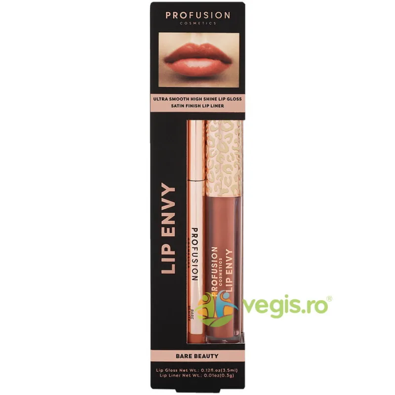 Set Lip Envy Bare Beauty: Luciu de Buze Ultra Neted si Lucios 3.5ml + Creion de Buze cu Finish Satinat 0.3g PROFUSION COSMETICS — preț și oferte