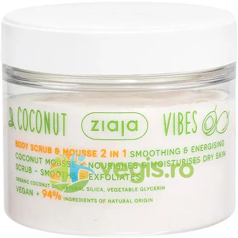 Scrub si Mousse de Corp 2in1 pentru Netezire si Exfoliere Coconut Vibes  270ml ZIAJA — preț și oferte