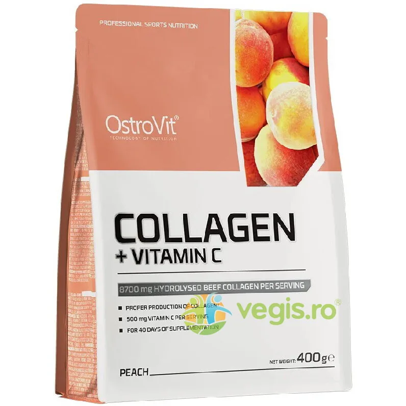 Colagen + Vitamina C Peach (Aroma de Piersica) 400g OSTROVIT — preț și oferte