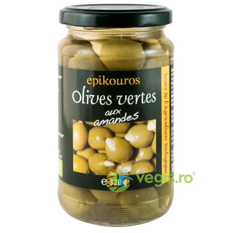 Masline Verzi Umplute cu Migdale in Saramura Ecologice/Bio 320g EPIKOUROS — preț și oferte