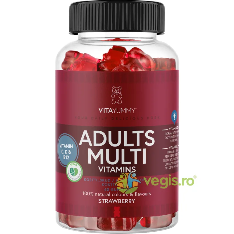 Multivitamine pentru Adulti Ursuleti Gumati cu Aroma de Capsuni 60 jeleuri VITAYUMMY — preț și oferte