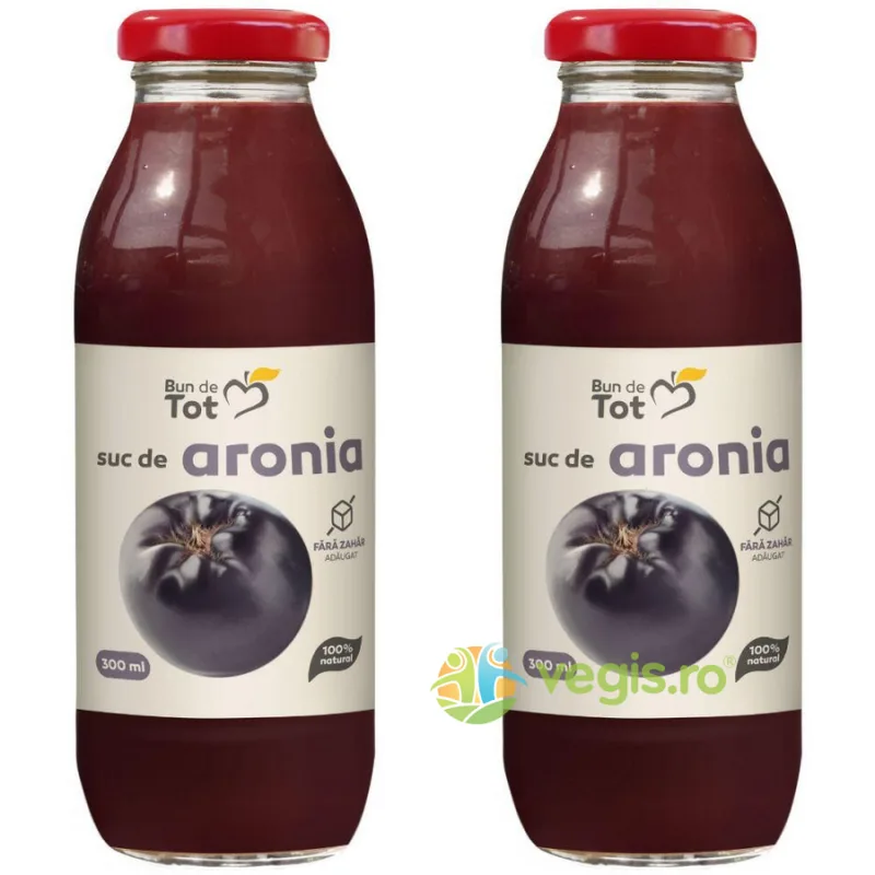 Pachet Suc de Aronia fara Zahar Adaugat 300ml+300ml BUN DE TOT — preț și oferte