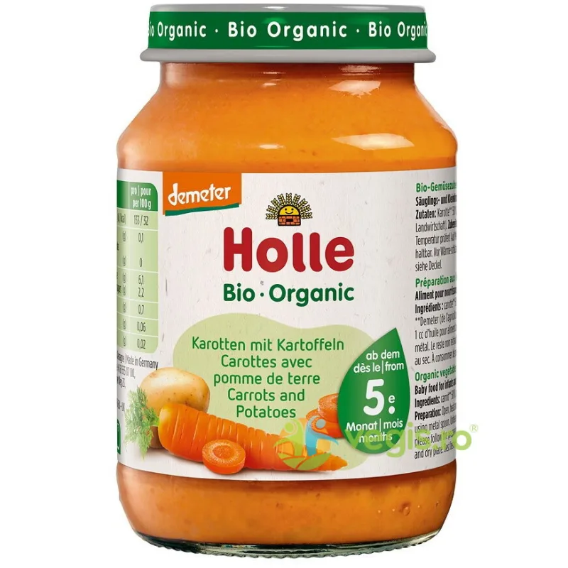 Piure de Morcov cu Cartofi pentru Copii +5 Luni Demeter Ecologic/Bio 190g HOLLE — preț și oferte