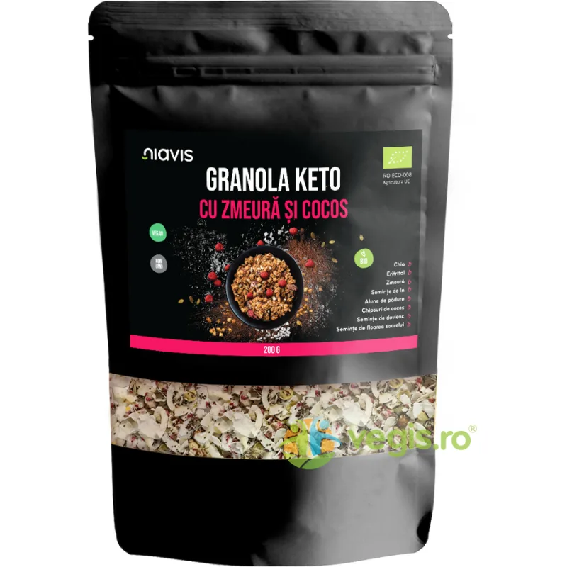 Granola Keto cu Zmeura si Cocos Ecologica/Bio 200g NIAVIS — preț și oferte