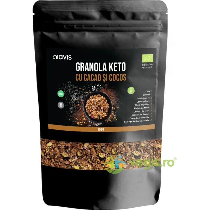 Granola Keto cu Cacao si Cocos Ecologica/Bio 200g NIAVIS — preț și oferte