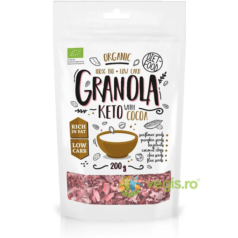 Granola Keto cu Cacao Ecologica/Bio 200g DIET FOOD — preț și oferte
