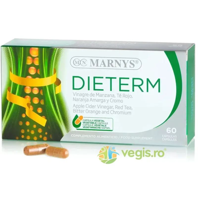 Dieterm Complex pentru Slabire cu 4 Ingrediente Active (Ceai Rosu, Portocala Amara, Otet din Cidru de Mere si Crom) 60cps MARNYS — preț și oferte