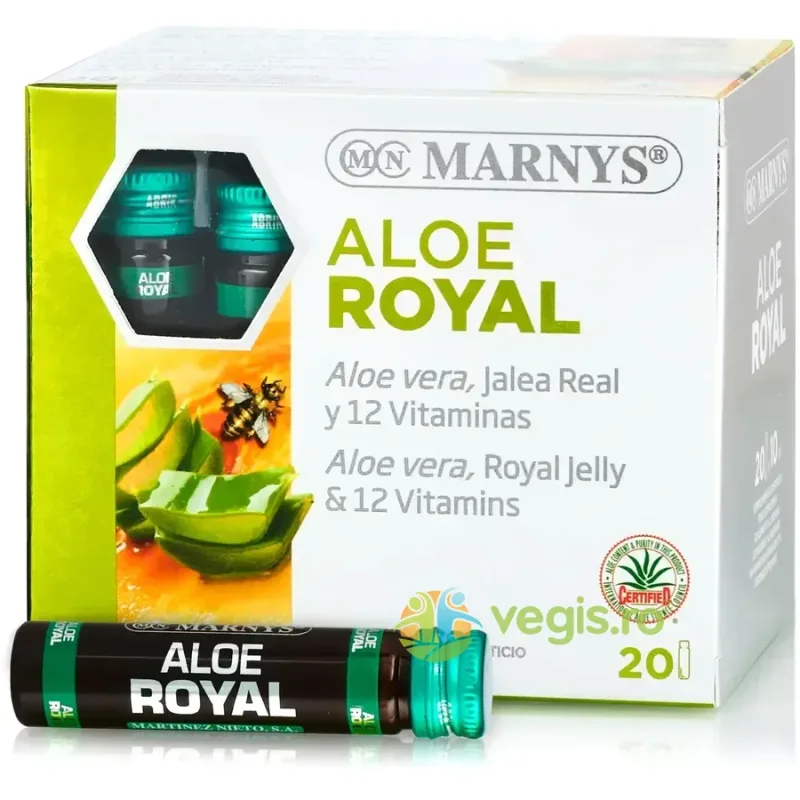 Aloe Royal pentru Digestie, Energie și Imunitate cu Laptisor de Matca, Aloe Vera si 12 Vitamine 20 fiole MARNYS — preț și oferte