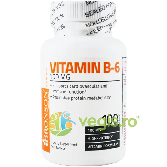 Vitamina B6 Piridoxina 100mg 100tb vegetale BRONSON LABORATORIES — preț și oferte