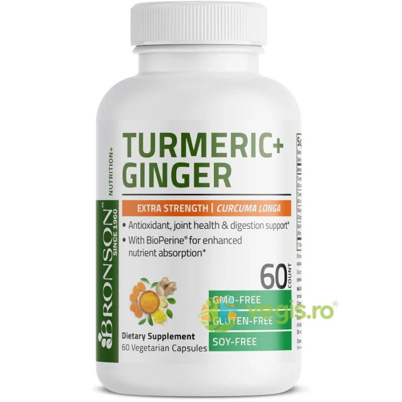Turmeric si Ginger (Ghimbir) 1950mg 60cps BRONSON LABORATORIES — preț și oferte