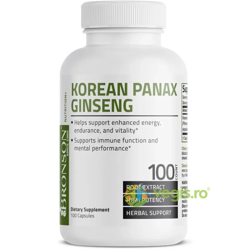 Ginseng Korean 500mg 100cps BRONSON LABORATORIES — preț și oferte