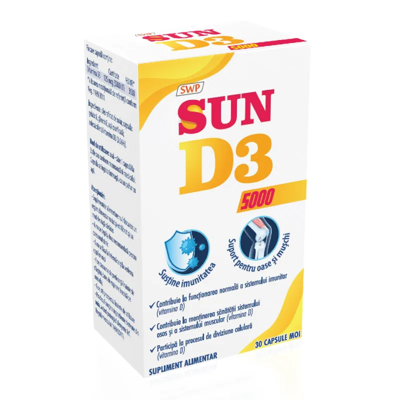 Sun D3, 5000 UI, 30 capsule, Sun Wave Pharma — preț și oferte