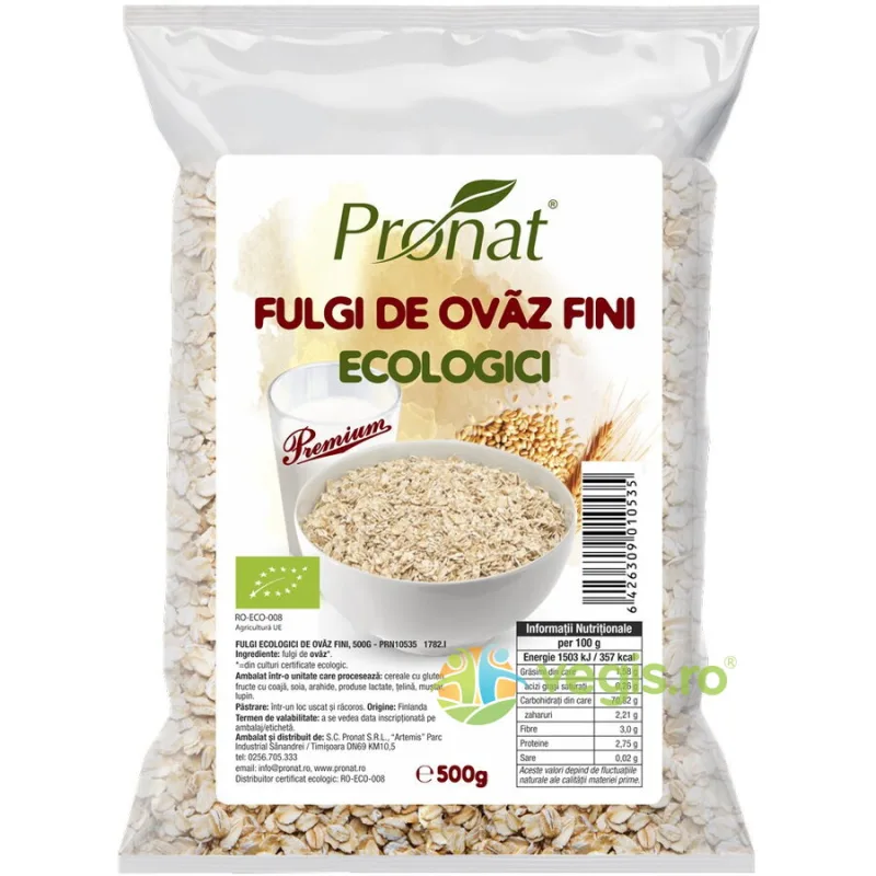 Fulgi de Ovaz Fini Ecologici/Bio 500g PRONAT — preț și oferte