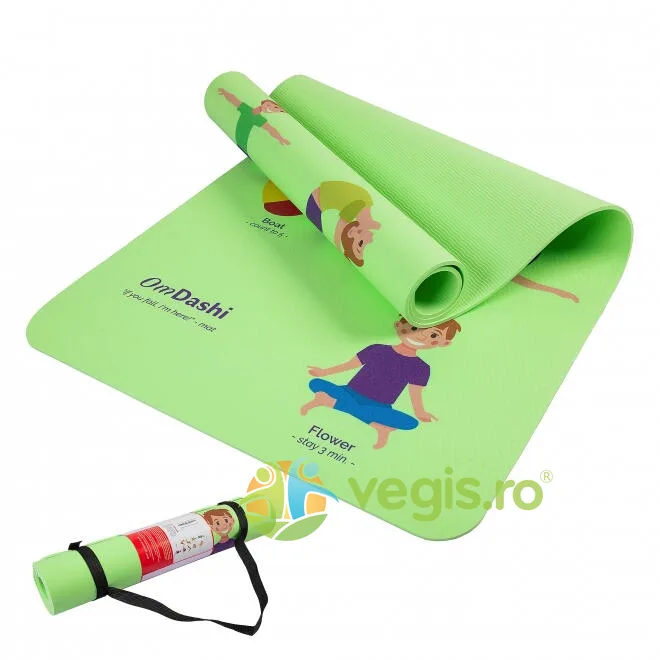 Saltea Yoga pentru Copii Printata UV cu 9 Posturi de Yoga 153x61x0.6cm OMDASHI — preț și oferte