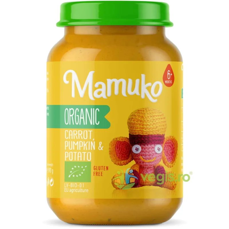 Piure de Morcovi, Dovleac si Cartofi pentru Copii +6 Luni Ecologic/Bio 190g MAMUKO — preț și oferte
