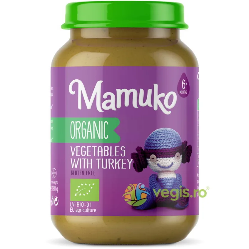 Piure de Legume cu Curcan pentru Copii +6 Luni fara Gluten Ecologic/Bio 190g MAMUKO — preț și oferte