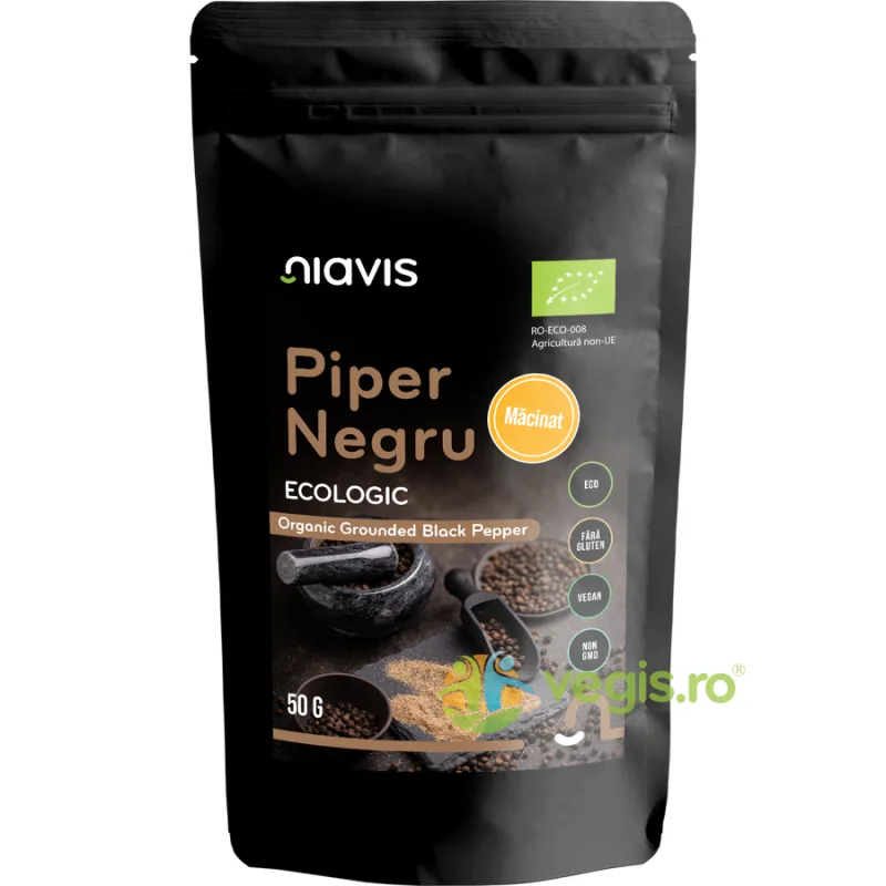 Piper Negru Macinat fara Gluten Ecologic/Bio 50g NIAVIS — preț și oferte