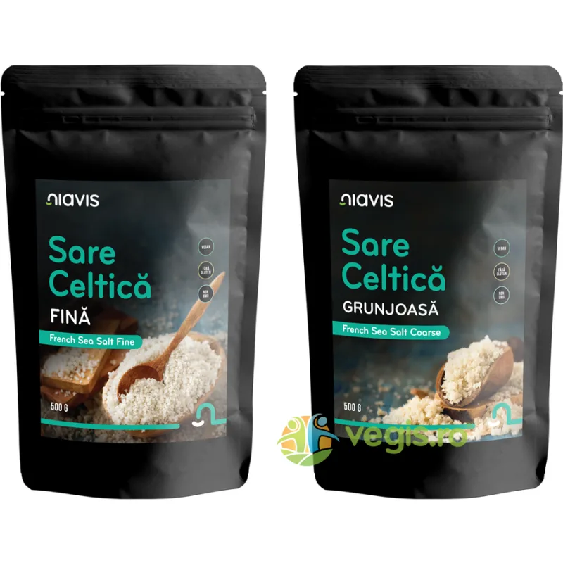 Pachet Sare Celtica Fina 500g + Sare Celtica Grunjoasa 500g NIAVIS — preț și oferte