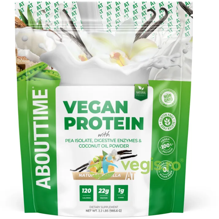 Proteina Vegana cu Aroma Naturala de Vanilie (Abouttime Vegan Protein) 985.6g GNC — preț și oferte
