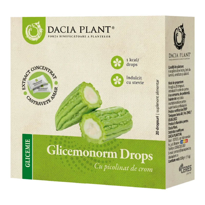 Glicemonorm Drops, 20 bucati, Dacia Plant — preț și oferte
