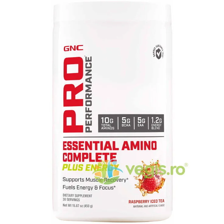 Essential Amino Complete Plus Energy - Aminoacizi cu Aroma de Ceai de Zmeura Pro Performance 450g GNC — preț și oferte