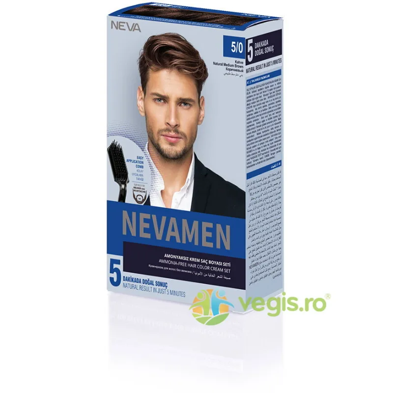 Vopsea de Par pentru Barbati fara Amoniac Saten Mediu Natural 5/0 Nevamen 150ml — preț și oferte
