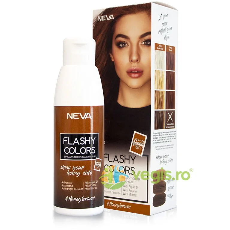 Nuantator Semipermanent fara Amoniac Honey Brown (Saten Miere) Flashy Colors 100ml NEVA — preț și oferte