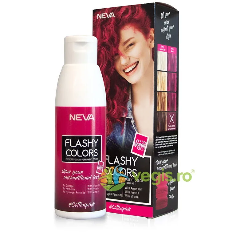 Nuantator Semipermanent fara Amoniac Cotton Pink (Roz Intens) Flashy Colors 100ml NEVA — preț și oferte