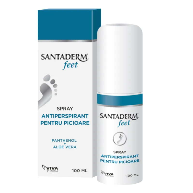 Spray antiperspirant pentru picioare Santaderm Feet, 100 ml VIVA PHARMA — preț și oferte