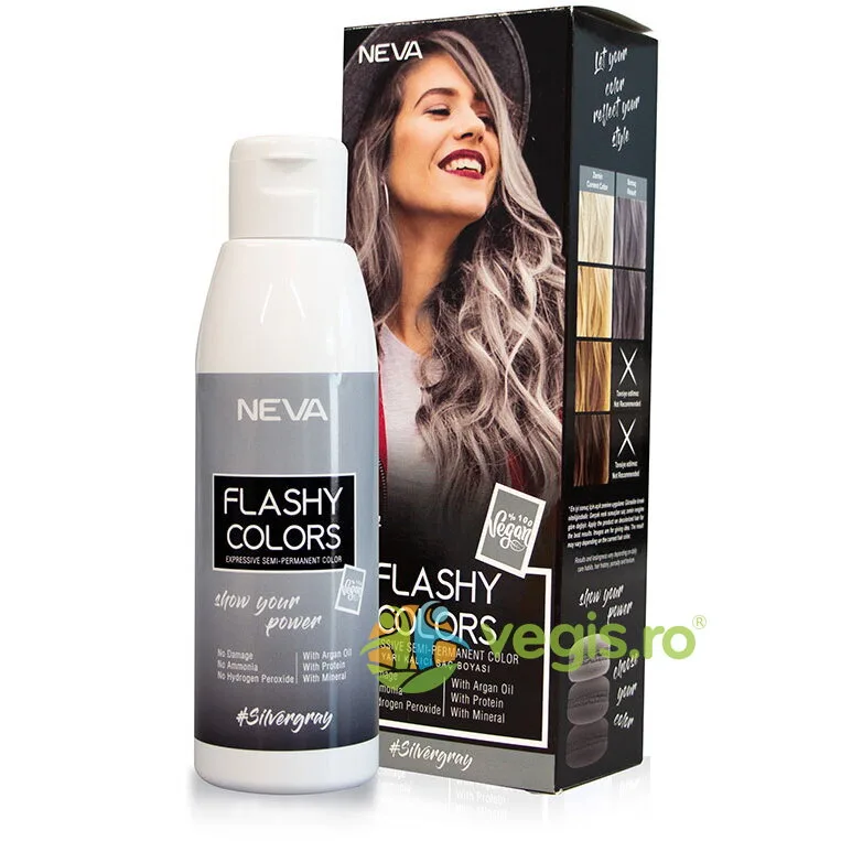 Nuantator Semipermanent fara Amoniac Silver Gray (Gri Argintiu) Flashy Colors 100ml NEVA — preț și oferte