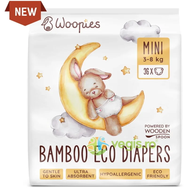 Scutece Bio cu Fibre de Bambus Mini (3-8 kg) 36buc WOODEN&nbsp;SPOON — preț și oferte