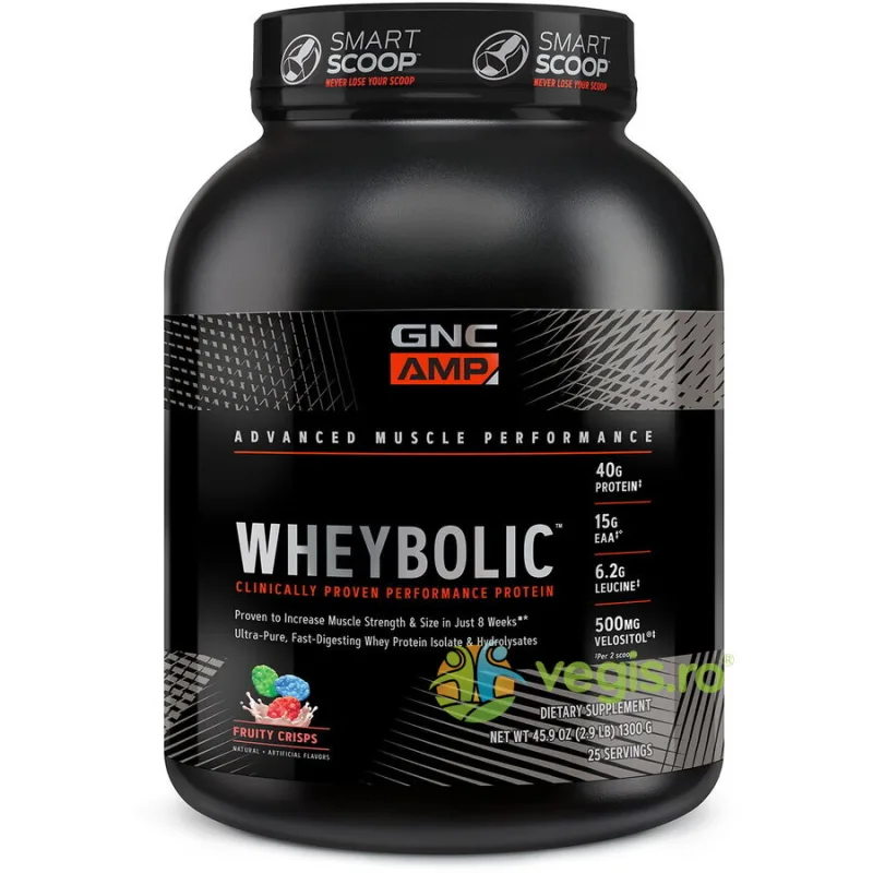 Proteina din Zer cu Aroma de Cereale cu Fructe Amp Wheybolic 1300g GNC — preț și oferte