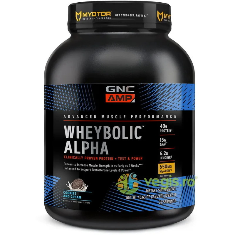 Proteina din Zer cu Aroma de Biscuiti cu Crema Amp Wheybolic Alpha Myotor 1276g GNC — preț și oferte