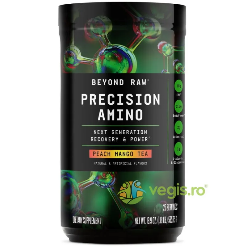 Aminoacizi cu Aroma de Ceai de Piersici si Mango Beyond Raw Precision 535.75g GNC — preț și oferte