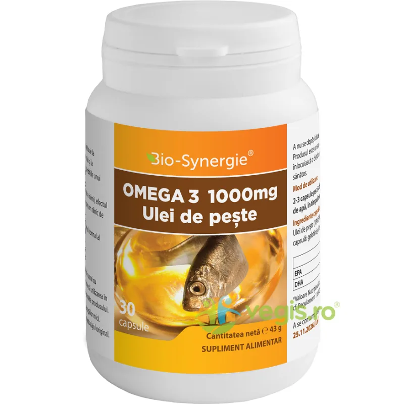 Omega3 1000mg Ulei de Peste 30cps BIO-SYNERGIE ACTIV — preț și oferte