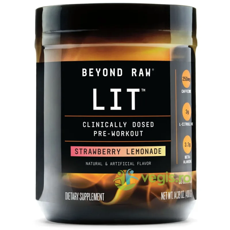 Formula Pre-Workout cu Aroma de Limonada de Capsuni Beyond Raw Lit 412.5g GNC — preț și oferte