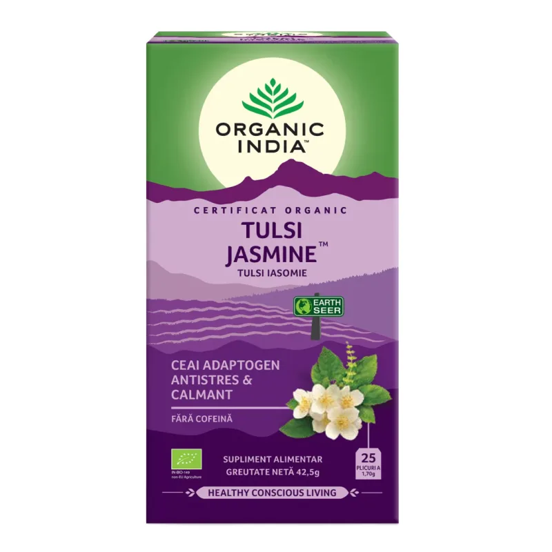 Ceai Bio Tulsi Iasomie, 25 plicuri, Organic India — preț și oferte