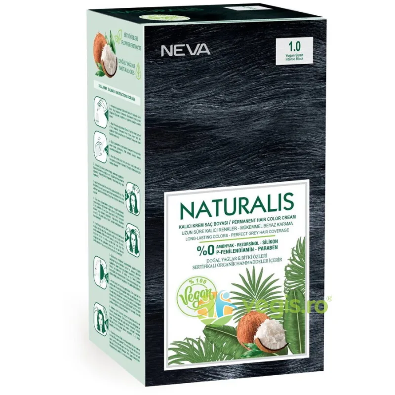 Vopsea de Par Vegana, fara Amoniac Negru Intens 1.0 Naturalis Neva 150ml — preț și oferte