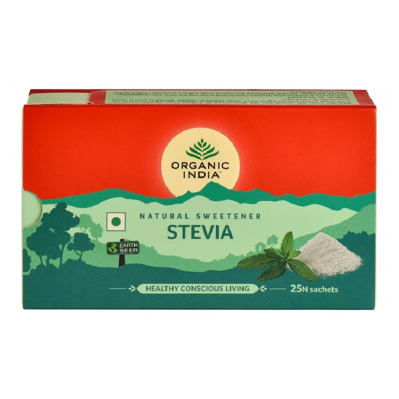 Indulcitor Natural Stevie, Hipocaloric, 25 plicuri, Organic India — preț și oferte