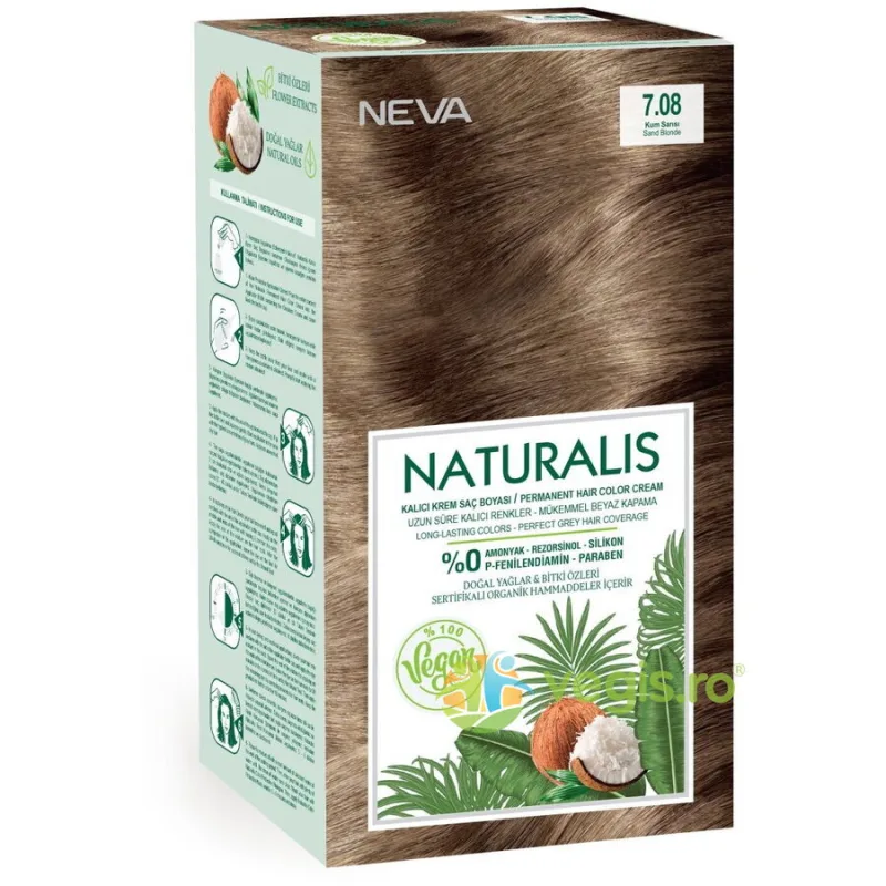 Vopsea de Par Vegana, fara Amoniac Blond Nisipiu 7.08 Naturalis Neva 150ml — preț și oferte