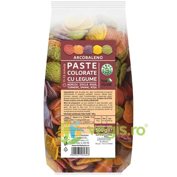 Paste Colorate cu Legume Arcobaleno 500g Herbavit — preț și oferte
