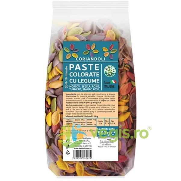 Paste Colorate cu Legume Coriandoli 500g Herbavit — preț și oferte